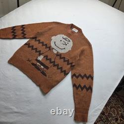 VTG Peanuts Charlie Brown Snoopy Pull L Flèche Le Plus Grand Tricot Rare