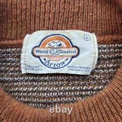 VTG Peanuts Charlie Brown Snoopy Sweater L Flèche Le Plus Grand Tricot Rare