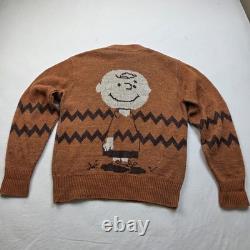 VTG Peanuts Charlie Brown Snoopy Sweater L Flèche Le Plus Grand Tricot Rare