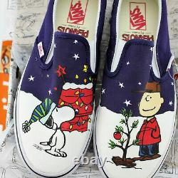 Vans X Peanuts Classic Slip On Charlie Brown Christmas Tree Chaussures Pour Hommes