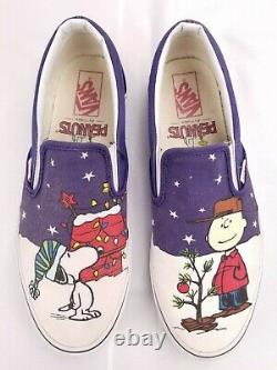 Vans X Peanuts Snoopy Charlie Brown Christmas Slip On Sneakers Hommes 10,5 Chaussures
