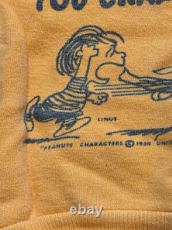 Véritable sweat-shirt pour enfants en crewneck Charlie Brown Snoopy des années 60 USA