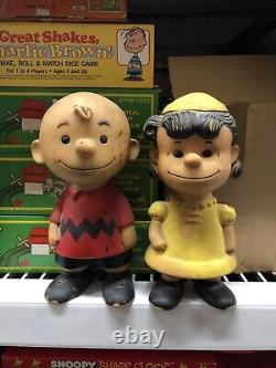 Vintage 1958 Hungerford Peanuts Charlie Brown & Lucy Jouets En Caoutchouc Vinyle