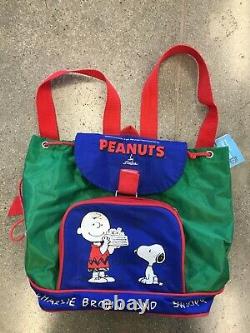 Vintage 1958 Peanuts Charlie Brown Et Snoopy Color Block Sac À Dos Rare Vtg 50s