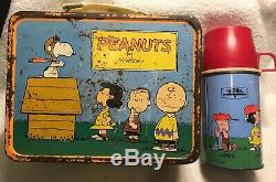 Vintage 1959 Peanuts Snoopy Schulz Metal Lunchbox Charlie Brown Thermos Comic