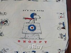 Vintage 1960 70 Snoopy Red Baron Charlie Brown Peanuts Schulz Couverture 8' X 8