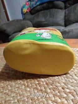 Vintage 1965 Peanuts Charlie Brown Snoopy Rare Boîte-repas en vinyle avec thermos Jaune