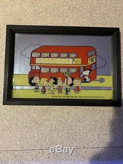 Vintage 1966 Miroir Charlie Brown Snoopy London Wall Mirror Bus Rare