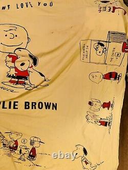 Vintage 1966 Peanuts Charlie Brown United Feature Syndicate Couvre-lit Queen/Full