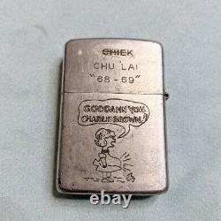 Vintage 1968 1969 Zippo Vietnam Guerre Snoopy Charlie Brown Zippo Couleur Argent