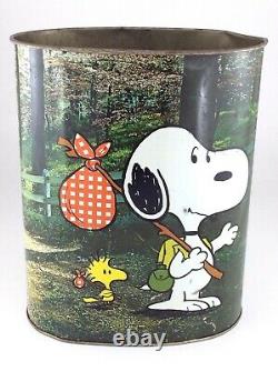 Vintage 1978 Chienco Peanuts Charlie Brown Snoopy Woodstock Corbeille En Métal T906