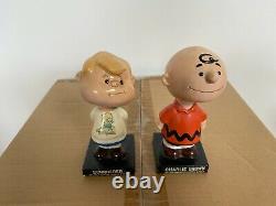 Vintage Années 1960 Complete Set 6 Peanuts Gang Bobblehead Nodder Snoopy Charlie Brown