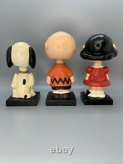 Vintage Années 1960 Ensemble Complet 6 Peanuts Gang Bobblehead Nodder Snoopy Charlie Brown