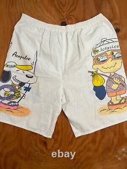 Vintage Charlie Brown Snoopy Acapulco Tourist Shirt Short Taille Set L Aop
