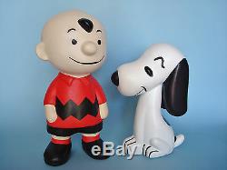 Vintage Charlie Brown & Snoopy Figures Céramique 9 1/4 Et 1/4 7 Respectivement
