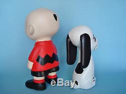 Vintage Charlie Brown & Snoopy Figures Céramique 9 1/4 Et 1/4 7 Respectivement