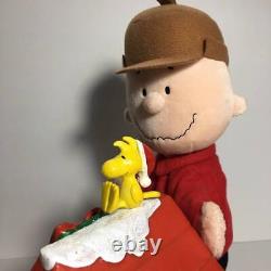Vintage Gemmy Peanuts Charlie Brown Noël Snoopy Bois Ne Travaillant Pas Ov