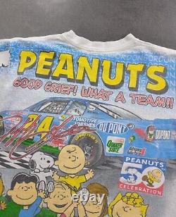 Vintage Peanuts Nascar Jeff Gordon 1990s T-shirt Racing L Charlie Brown Snoopy