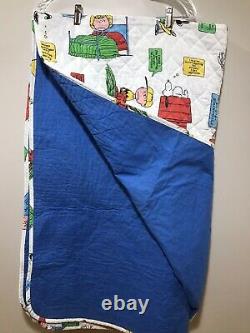 Vintage Peanuts Snoopy Charlie Brown Quilt Quilted Blanket Bed Propagation 80x70
