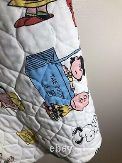 Vintage Peanuts Snoopy Charlie Brown Quilt Quilted Blanket Bed Propagation 80x70