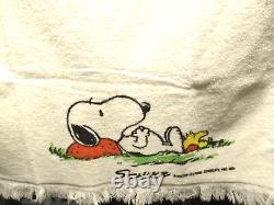 Vintage Set De 4 1970 Peanuts Charlie Brown Snoopy Woodstock Serviettes De Bain