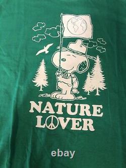 Vintage T Shirt Vert Snoopy Nature Lover Peanuts Marque Taille L Charlie Brown