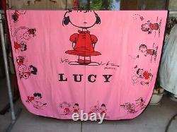 Vtg 1969 Charles Schulz, LUCY, PEANUTS Drap de lit taille jumelle, Charlie Brown Snoopy