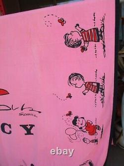 Vtg 1969 Charles Schulz, LUCY, PEANUTS Drap de lit taille jumelle, Charlie Brown Snoopy