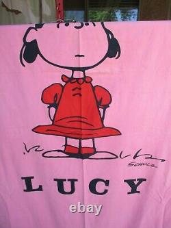 Vtg 1969 Charles Schulz, LUCY, PEANUTS Drap de lit taille jumelle, Charlie Brown Snoopy