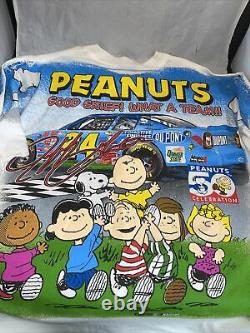 Vtg 90s Peanuts Charlie Brown Jeff Gordon T Shirt Nascar All Over Print Avec Bonus