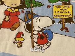 Vtg Lot De 4 70 Mint Arachides 66 X 96 Drap Plat Snoopy Goes Charlie Brown Ouest