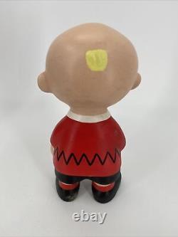 Vtg Peanuts Céramique Grandes Figurines Peintes À La Main 5 Pc Snoopy Charlie Brown