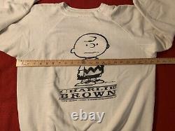 Vtg Snoopy Charlie Brown Sweat XL 60 Tout Coton Vintage 1960