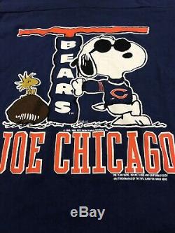 Vtg Snoopy Joe Cool Chicago Bears T-shirt Schulz 1958 L Peanuts Charlie Brown